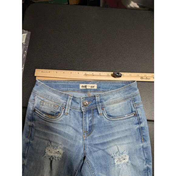 Dollhouse Low-Rise Flare Distressed Medium Wash Jeans Size 1 - Picture 4 of 5
